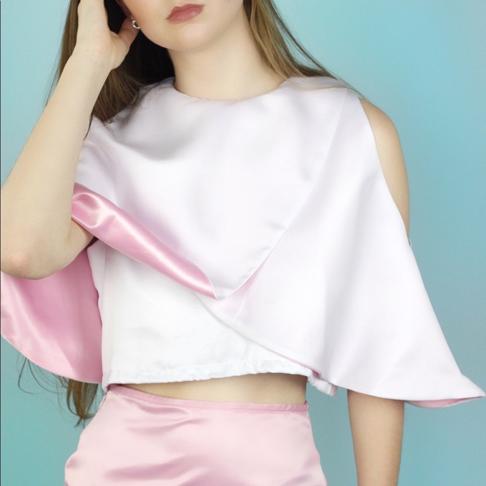 Carrie White and Pink Cape Top